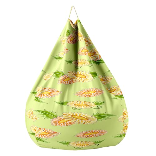 Highdi Sitzsack für Kinder Erwachsene Indoor Outdoor Sitzkissen Sofabettbezug Ohne Füllung Gartenkissen Bodenkissen für Wohnzimmer Gaming -Sonnenblumen Blatt (Hellgrün,80x90cm) von Highdi