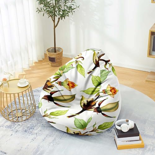 Highdi Sitzsack für Kinder Erwachsene Indoor Outdoor Sitzkissen Tropisch Blätter Sofabettbezug Ohne Füllung Gartenkissen Bodenkissen für Wohnzimmer Gaming (Retro,70x80cm) von Highdi