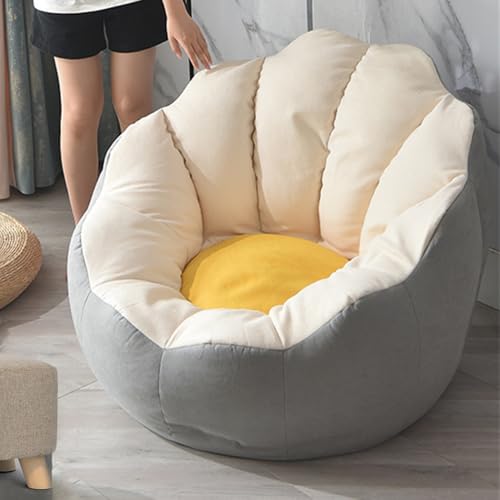 Highdi Sitzsack für Kinder Erwachsene Indoor Outdoor Sitzkissen Weicher Blumen Blütenblatt Sofabettbezug Ohne Füllung Gartenkissen Bodenkissen Mädchen Wohnzimmer Gaming (Child- 70x60cm,Beige) von Highdi