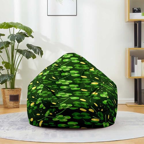 Highdi Sitzsack für Kinder Erwachsene Indoor Outdoor Sitzkissen Weicher Flauschiger Sofabettbezug Ohne Füllung Gartenkissen Bodenkissen für Wohnzimmer Gaming -Kleeblatt (Türkis,130x150cm) von Highdi