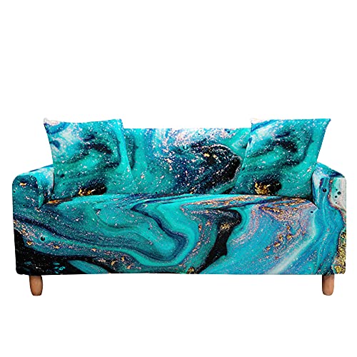 Highdi Sofabezug Sofaüberwürfe für 1/2/3/4 Sitzer, 3D Fließfarbe Armlehnen Sofa Cover Elastisch Spandex Stretch Antirutsch Sofa Cover Sofahusse Couchbezug Möbelschutz (Marmor,3 Sitzer) von Highdi