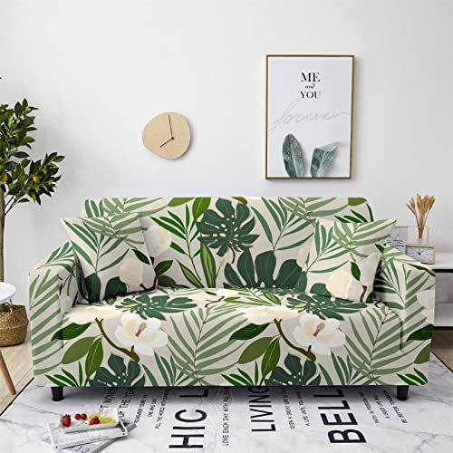 Highdi Sofabezug Sofaüberwürfe für 1/2/3/4 Sitzer, Armlehnen Sofa Cover Spandex Elastisch Stretch Minimalistisch Antirutsch Sofa Cover Sofahusse Couchbezug Möbelschutz (Weiße Blumen,1 Sitzer) von Highdi