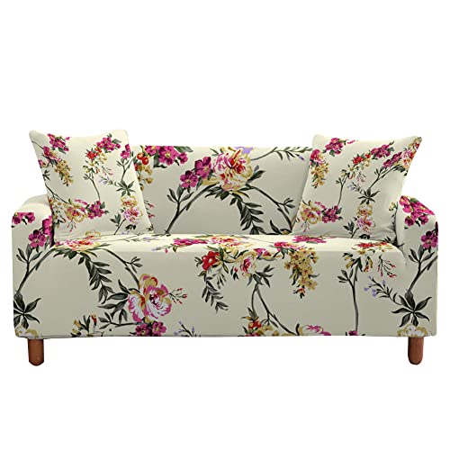 Highdi Sofabezug Sofaüberwürfe für 1/2/3/4 Sitzer, Blume Armlehnen Sofa Cover Elastisch Stretch Antirutsch Sofa Cover Sofahusse Couchbezug Möbelschutz (1 Sitzer,Frühlingsblume) von Highdi