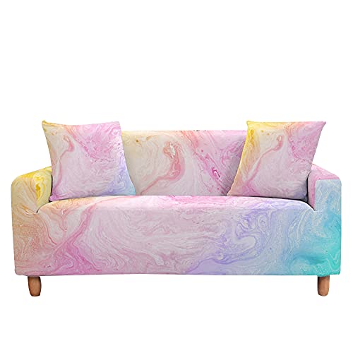 Highdi Sofabezug Sofaüberwürfe für 1/2/3/4 Sitzer, Mehrfarbig Armlehnen Sofa Cover Elastisch Spandex Stretch Antirutsch Sofa Cover Sofahusse Couchbezug Möbelschutz (Rosa,3 Sitzer) von Highdi