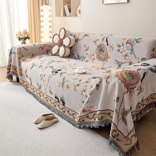 Highdi Sofadecke, 1 2 3 4 Sitzer Sofa Überwurf L Form Sofabezug Ecksofa Eleganter Druck Universelle Groß rutschfeste Couch Überzug Sofa Cover Decke für sitzfläche (180x230cm,Blumen Vögel) von Highdi