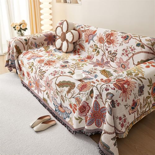 Highdi Sofadecke, 1 2 3 4 Sitzer Sofa Überwurf L Form Sofabezug Ecksofa Eleganter Druck Universelle Groß rutschfeste Couch Überzug Sofa Cover Decke für sitzfläche (180x340cm,Vintage Blume) von Highdi
