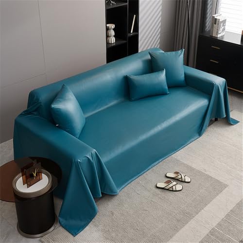 Highdi Sofadecke, 1 2 3 4 Sitzer Sofa Überwurf L Form Sofabezug PU Leder Universelle Groß rutschfeste Couch Überzug Sofa Cover Decke für sitzfläche (180x230cm,Dunkelblau) von Highdi