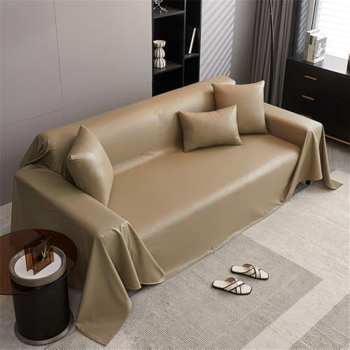 Highdi Sofadecke, 1 2 3 4 Sitzer Sofa Überwurf L Form Sofabezug PU Leder Universelle Groß rutschfeste Couch Überzug Sofa Cover Decke für sitzfläche (180x420cm,Kamel) von Highdi