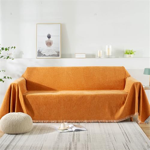 Highdi Sofadecke, Einfache Volltonfarbe 1 2 3 4 Sitzer Sofa Überzug L Form Sofabezug Ecksofa Universelle rutschfeste Couch Überzug Einteiliger Vielseitige Sofa Cover Decke (Orange,180x260cm) von Highdi