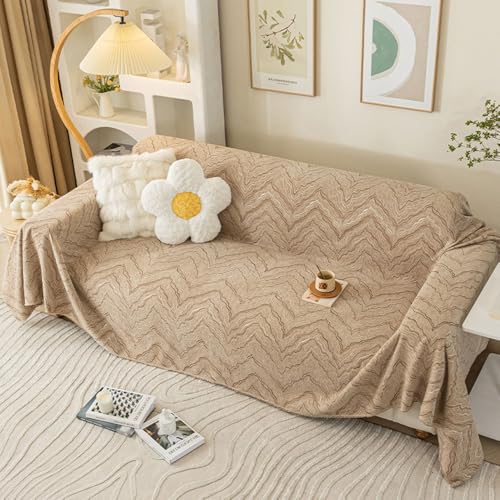 Highdi Sofadecke 1 2 3 4 Sitzer Sofa Überzug L Form Sofabezug Ecksofa Universelle Chenille rutschfeste Couch Überzug Einteiliger Vielseitige Jacquard Sofa Cover Decke (180x260cm,Khaki) von Highdi