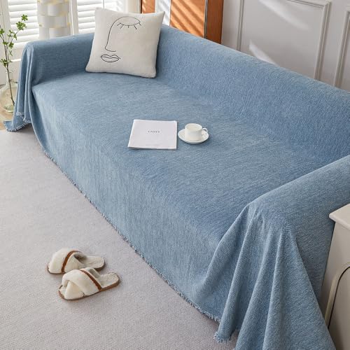 Highdi Sofadecke 1 2 3 4 Sitzer Sofa Überzug L Form Sofabezug Ecksofa Universelle rutschfeste Couch Überzug Einteiliger Vielseitige Sofa Cover Decke (180x180cm,Blau) von Highdi