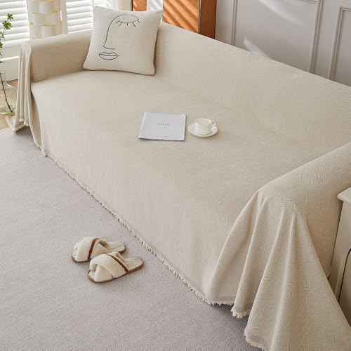 Highdi Sofadecke 1 2 3 4 Sitzer Sofa Überzug L Form Sofabezug Ecksofa Universelle rutschfeste Couch Überzug Einteiliger Vielseitige Sofa Cover Decke (180x260cm,Beige) von Highdi