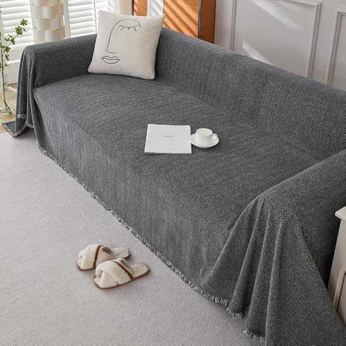 Highdi Sofadecke 1 2 3 4 Sitzer Sofa Überzug L Form Sofabezug Ecksofa Universelle rutschfeste Couch Überzug Einteiliger Vielseitige Sofa Cover Decke (180x280cm,Anthrazit) von Highdi