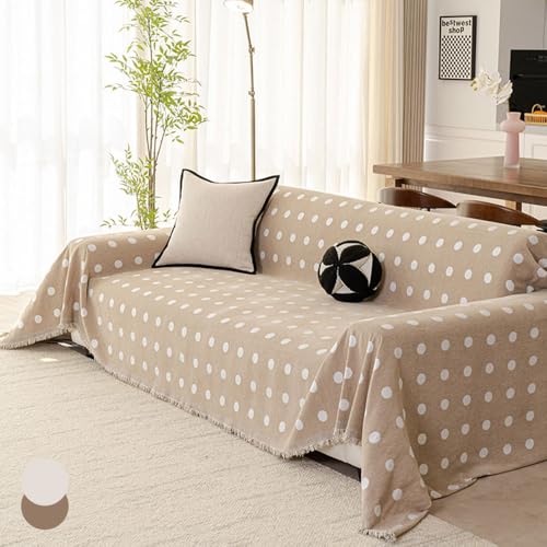 Highdi Sofadecke Chenille, 1 2 3 4 Sitzer Sofa Überzug L Form Sofabezug Ecksofa Universelle, Doppelseitig rutschfeste Couch Überzug Einteiliger Vielseitige Decke (Khakibeige,180x460cm) von Highdi