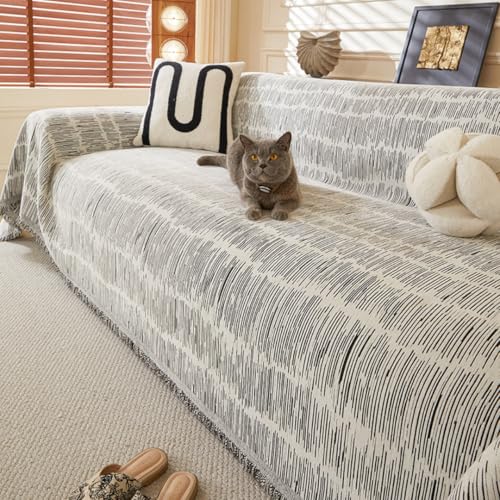 Highdi Sofadecke Chenille Moderne Doppelseitig 1 2 3 4 Sitzer Sofa Überzug L Form Sofabezug Ecksofa Universelle rutschfeste Couch Überzug Einteiliger Vielseitige Decke (Abdruck,180x400cm) von Highdi