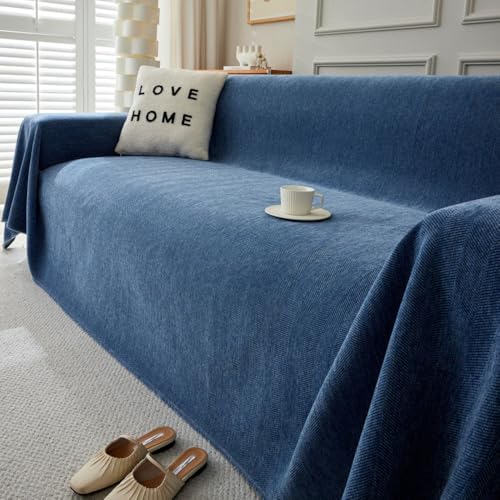 Highdi Sofadecke Universelle Couch Überzug Einteiliger Vielseitige rutschfeste Fischgrätenmuster Sofa Cover Decke 1 2 3 4 Sitzer Sofa Überzug L Form Sofabezug Ecksofa (180x300cm,Blau) von Highdi