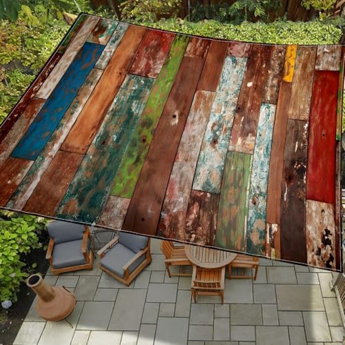 Highdi Sonnensegel Wasserdicht Rechteckig Sonnenschutz mit UV Schutz, Terrasse Garten Camping Sonnensegel Balkon Sonnenschutz Segeltuch inkl 4 Seil, Streifenmuster (Stil 2,1.5x1.5m) von Highdi