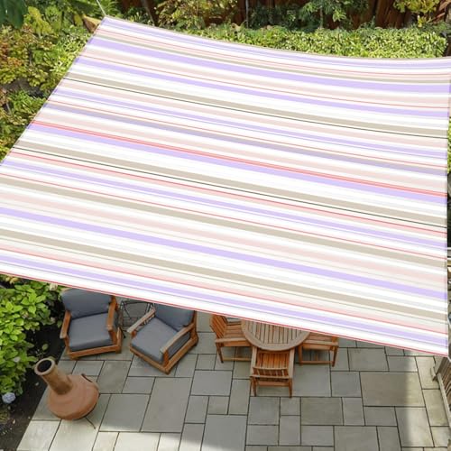 Highdi Sonnensegel Wasserdicht Rechteckig Sonnenschutz mit UV Schutz, Terrasse Garten Camping Sonnensegel Balkon Sonnenschutz Segeltuch inkl 4 Seil, Streifenmuster (Stil 3,1.8x1.8m) von Highdi