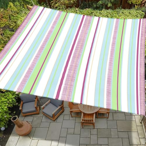 Highdi Sonnensegel Wasserdicht Rechteckig Sonnenschutz mit UV Schutz, Terrasse Garten Camping Sonnensegel Balkon Sonnenschutz Segeltuch inkl 4 Seil, Streifenmuster (Stil 5,2x2m) von Highdi