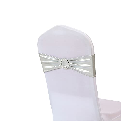 Highdi Spandex Stuhl-Schärpen, Stretch Schleifen Stuhlbänder mit Schnalle Schieber Elastische Lycra Stuhlschärpen für Party Bankett Hotel Hochzeit Stuhl Dekorationen (10pc,Silber) von Highdi