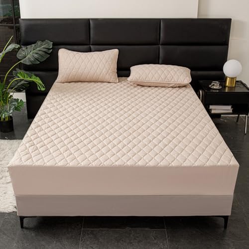 Highdi Spannbettlaken Wasserdichtes, Warm Winter Spannbetttücher Auslaufsicheres TPU Spannbetttuch, Weiche Spannleintuch Bettlaken für Hohe Matratze Steghöhe 25-30cm (120x200cm,Khaki) von Highdi