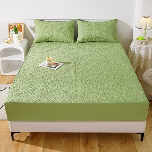 Highdi Spannbettlaken Wasserdichtes, Warm Winter Spannbetttücher Auslaufsicheres TPU Spannbetttuch, Weiche Spannleintuch Bettlaken für Hohe Matratze Steghöhe 25-30cm (180x200cm,Grün) von Highdi