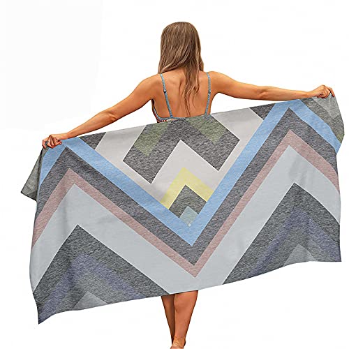 Highdi Strandhandtuch Microfaser Strandtuch Groß, Sandfrei Schnelltrocknend 3D Druck Badetuch Strandtuch Strandtücher Picknickdecke Sporthandtuch für Erwachsene Kinder (Graue Wellen,150x180cm) von Highdi