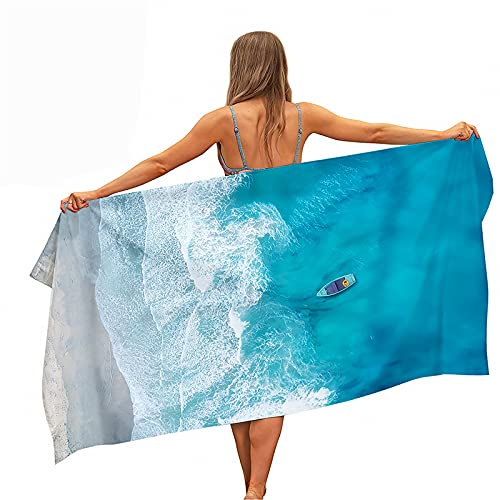 Highdi Strandhandtuch Microfaser Strandtuch Groß, Sandfrei Schnelltrocknend Wellen Badetuch Strandtuch Strandtücher Picknickdecke Sporthandtuch für Erwachsene Kinder (Boot,70x150cm) von Highdi