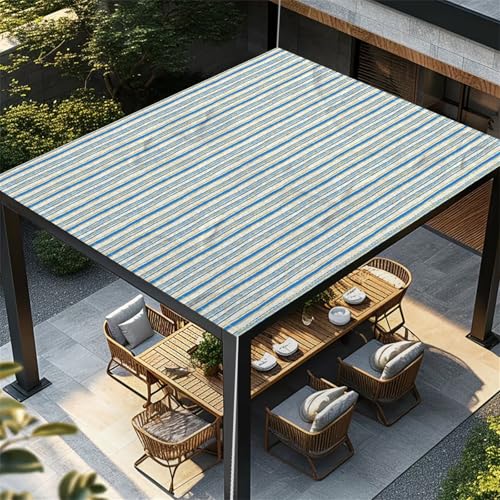Highdi Streifen Textur Sonnensegel Wasserdicht UV Schutz,Terrasse Garten Camping Sonnensegel Rechteckig,Schnelltrocknend Balkon Sonnenschutz Segeltuch mit Ösen und 4 Seil (Blau,1,8x1,8m) von Highdi