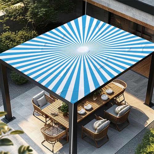 Highdi Streifen Textur Sonnensegel Wasserdicht UV Schutz,Terrasse Garten Camping Sonnensegel Rechteckig,Schnelltrocknend Balkon Sonnenschutz Segeltuch mit Ösen und 4 Seil (Blau Weiß,2,0x2,0m) von Highdi