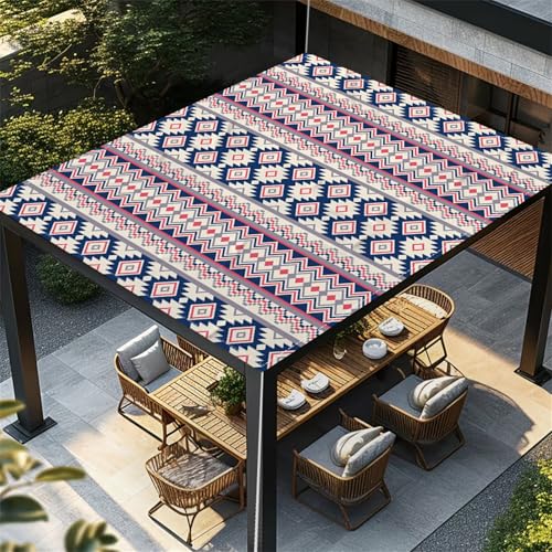 Highdi Streifen Textur Sonnensegel Wasserdicht UV Schutz,Terrasse Garten Camping Sonnensegel Rechteckig,Schnelltrocknend Balkon Sonnenschutz Segeltuch mit Ösen und 4 Seil (Bohemian,1,8x1,8m) von Highdi