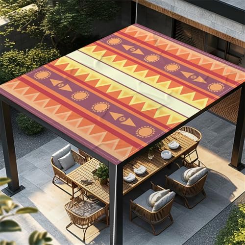 Highdi Streifen Textur Sonnensegel Wasserdicht UV Schutz,Terrasse Garten Camping Sonnensegel Rechteckig,Schnelltrocknend Balkon Sonnenschutz Segeltuch mit Ösen und 4 Seil (Orange1,1,8x1,8m) von Highdi