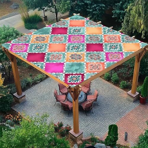 Highdi Streifenstil Sonnensegel Wasserdicht UV Schutz,Terrasse Garten Camping Sonnensegel Rechteckig,Schnelltrocknend Balkon Sonnenschutz Segeltuch mit Ösen und 4 Seil (Aqua,2,0x2,4m) von Highdi