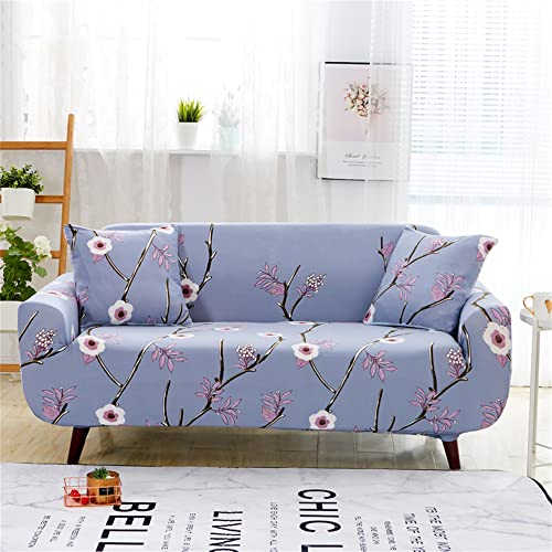 Highdi Stretch Sofabezug 1/2/3/4 Sitzer, Blumenmuster Sofaüberwurf Abdeckung Waschbar rutschfest Sofahusse, Couchbezug für Wohnzimmer Möbelschutz (Winterblume,1-Sitzer: 90-140 cm) von Highdi