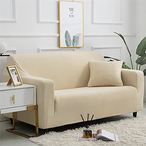 Highdi Stretch Sofabezug 1/2/3/4 Sitzer, Solide Farbe Moderne Jacquard Sofaüberwurf Abdeckung Waschbar rutschfest Sofahusse, Couchbezug für Wohnzimmer Möbelschutz (Creme Farben,2-Sitzer: 145-185 cm) Highdi Stretch Sofabezug 1/2/3/4 Sitzer, Solide Farbe Moderne Jacquard Sofaüberwurf Abdeckung Waschbar rutschfest Sofahusse, Couchbezug für Wohnzimmer Möbelschutz (Creme Farben,2-Sitzer: 145-185 cm) von Highdi