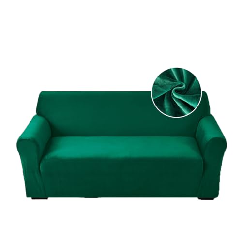 Highdi Stretch Sofabezug 1 Sitzer, Samt Élégant Waschbare Haustier-Sofa-Möbelbezüge Couchhusse Elastisch Weich Sofahusse für Wohnzimmer (dunkelgrün,1 Sitzer) von Highdi