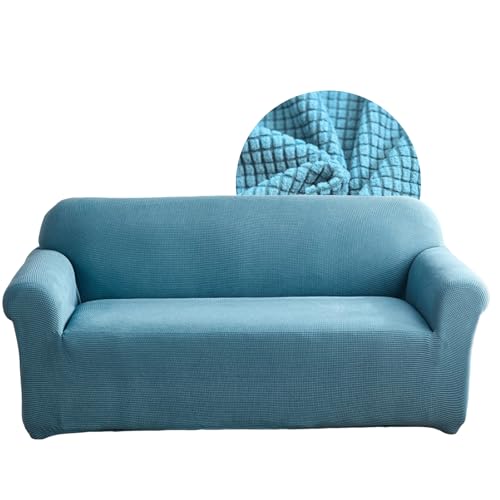 Highdi Stretch Sofabezug 3 Sitzer, Jacquard Einfarbig Waschbare Haustier-Sofa-Möbelbezüge Couchhusse Elastisch Weich Sofahusse für Wohnzimmer (Blau,3 Sitzer) von Highdi