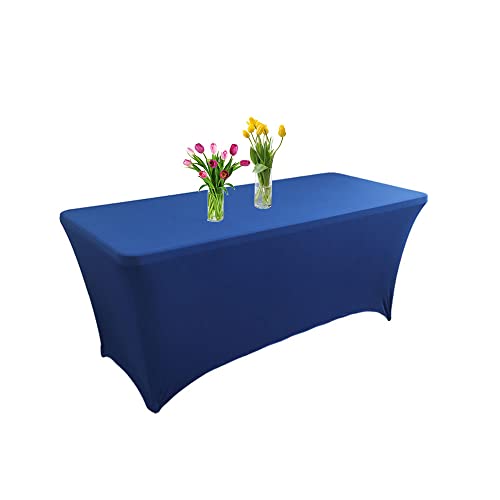Highdi Stretch Spandex Tischdecke, Elasthan Dehnbare Rechteckige Tischdecke Waschbar Tight Fit Tisch Cover für Hochzeit, Ausstellungen, Bankett, Party, sbar (Königsblau,4FT) von Highdi