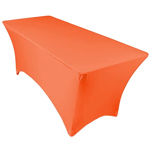 Highdi Stretch Spandex Tischdecke, Elasthan Dehnbare Rechteckige Tischdecke Waschbar Tight Fit Tisch Cover für Hochzeit, Ausstellungen, Bankett, Party, sbar (Orange,6FT) von Highdi