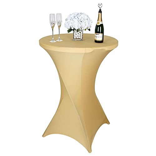 Highdi Stretch Stehtischhussen, Spandex Elastische Cocktail Tischdecken für Hochzeit, Geburtstagsfeiern, Party, Bankett, Heim Dekor (80x110cm,Sekt) von Highdi