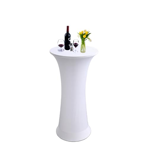 Highdi Stretch Stehtischhussen, Spandex Stretch Stehtisch Hussen Elastische Rund Stehtisch Hussen Outdoor für Bistrotisch Hochzeit Geburtstagsfeier Bankett (80cm,Weiß) von Highdi