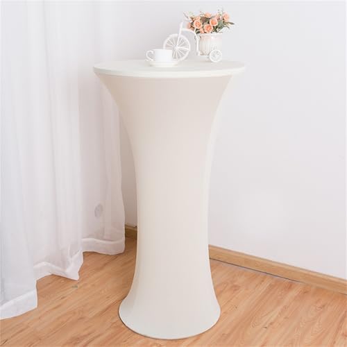 Highdi Stretch Stehtischhussen, Spandex Stretch Stehtisch Hussen Elastische Rund Stehtisch Hussen Outdoor für Hochzeit Bistrotisch Geburtstagsfeier Bankett (Beige,Ф70cm) von Highdi