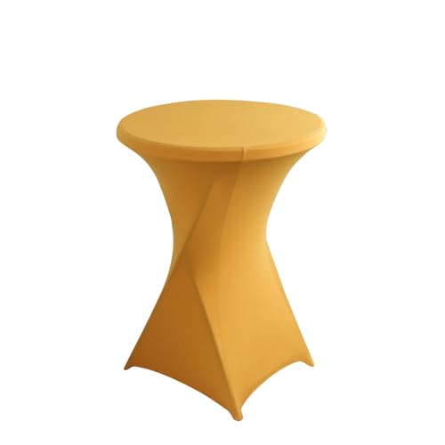 Highdi Stretch Stehtischhussen, Stretchhusse Spandex Stehtisch Hussen Rund Cocktail Tisch-Überzug Husse Abwaschbar für Hochzeit Geburtstagsfeier Bankett (Ø60*75cm,Gold) von Highdi