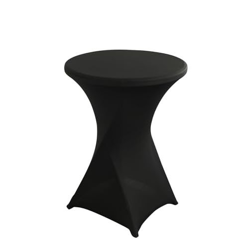 Highdi Stretch Stehtischhussen, Stretchhusse Spandex Stehtisch Hussen Rund Cocktail Tisch-Überzug Husse Abwaschbar für Hochzeit Geburtstagsfeier Bankett (Ø60*75cm,Schwarz) von Highdi
