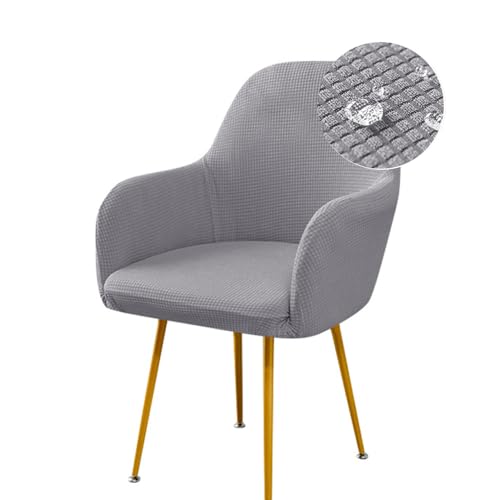 Highdi Stretch Stuhlhussen mit Armlehne aus Jacquard Wasserdichter Stuhlbezug Hussen für Esszimmerstühle Sesselbezug Waschbar Universal für Esszimmer Hotel Bankett Deko (2er Set,Hellgrau) von Highdi