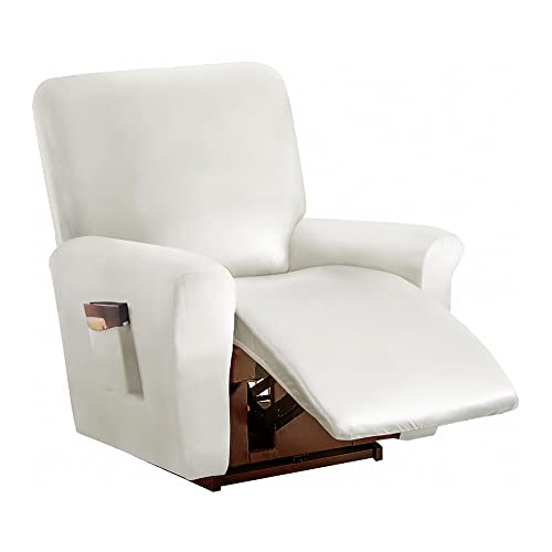 Highdi Stretchhusse für Relaxsessel Komplett Sesselschoner, Stretch Relaxsessel Bezüge 1 Stück - Einfarbig PU-Ledergewebe Elastisch Sesselbezug für Fernsehsessel Liege Sessel (Weiß) von Highdi