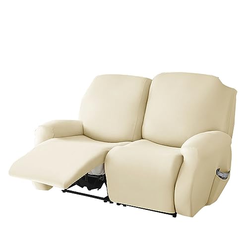 Highdi Stretchhusse für Relaxsessel Komplett Sesselschoner, Stretch Relaxsessel Bezüge - Einfarbig Elastisch Sesselbezug für Fernsehsessel Liege Sessel (Beige,2 Sitzer) von Highdi
