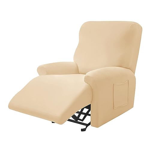 Highdi Stretchhusse für Relaxsessel Komplett Sesselschoner, Stretch Relaxsessel Bezüge - Einfarbig Elastisch Sesselbezug für Fernsehsessel Liege Sessel (Creme Farben,1 Sitzer) von Highdi