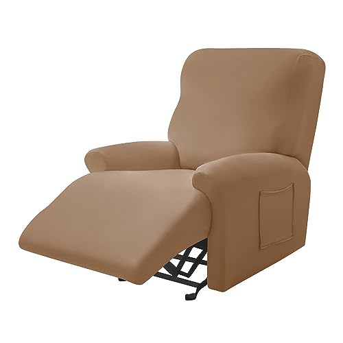 Highdi Stretchhusse für Relaxsessel Komplett Sesselschoner, Stretch Relaxsessel Bezüge - Einfarbig Elastisch Sesselbezug für Fernsehsessel Liege Sessel (Kamel,1 Sitzer) von Highdi