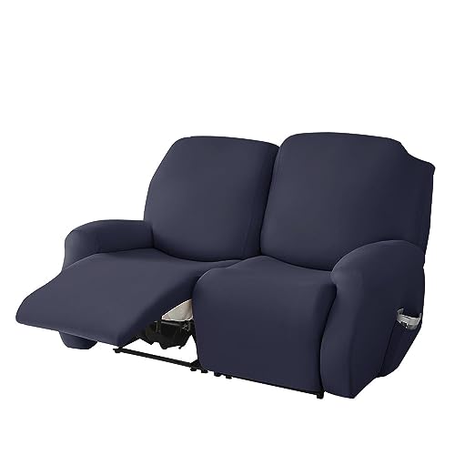 Highdi Stretchhusse für Relaxsessel Komplett Sesselschoner, Stretch Relaxsessel Bezüge - Einfarbig Elastisch Sesselbezug für Fernsehsessel Liege Sessel (Navy blau,2 Sitzer) von Highdi